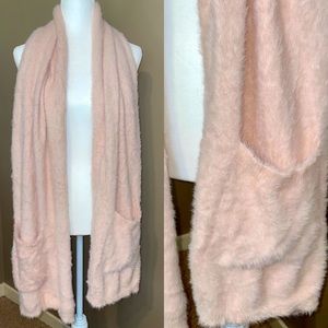 Nordstrom Pink Fuzzy Eyelash Pocket Scarf Shaw Winter Fall